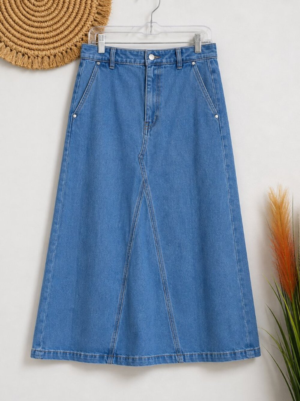 Banana Republic NEW Center Split Classic Denim Maxi Jean Skirt SZ 8 Western Chic - Picture 2 of 11